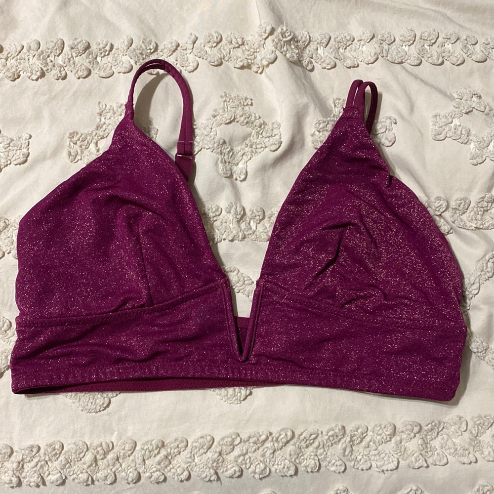 Auden long line glitter sparkle v wire bralette